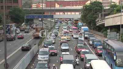Hong Kong Harbor Tunnel traffic jam