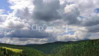 timelapse clouds forest top view