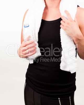 sportsman holding a bottle of water