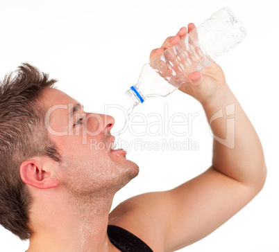 Man drinking water after workout