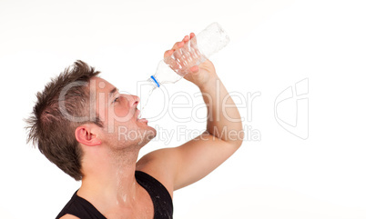 man drinking water