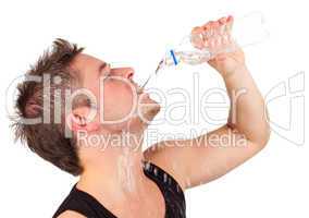 Man drinking water after workout