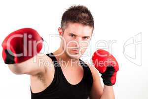 portrait of a young athletic man with boxing