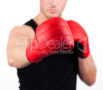 young man wearing boxing gloves