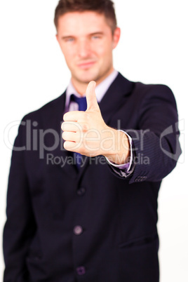 businessman with his thumb up