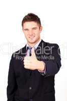 Businessman with his thumb up