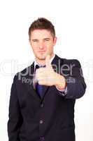 Businessman with his thumb up