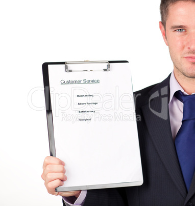 businessman holding a customer service