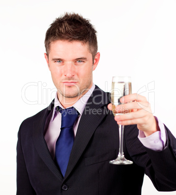 Businessman Holding a champagne glass