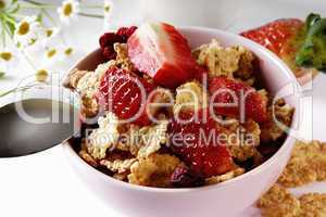 Flakes und Erdbeeren