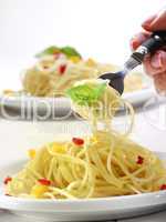 Spaghetti mit Gabel