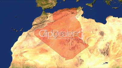 Zooming into algeria, highlighted with text