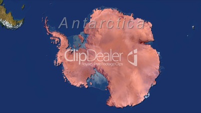 Zooming into antarctica, highlighted with text