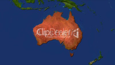 Zooming into australia, highlighted with text