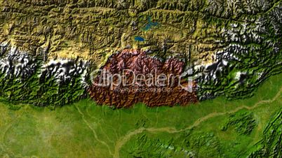Zooming into bhutan, highlighted with text