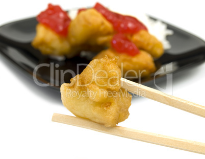 Chop sticks with chicken