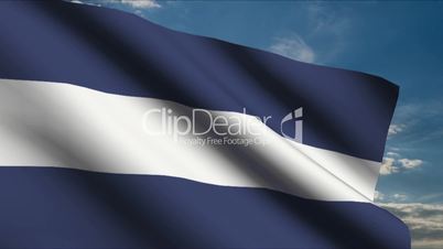 El Salvador Flag waving in wind with clouds in background