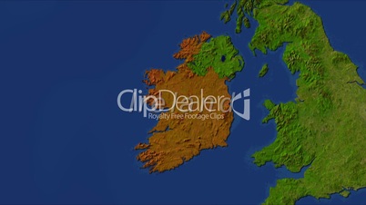 Zooming into ireland, highlighted with text
