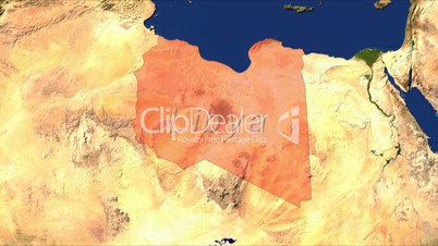 Zooming into libya, highlighted with text