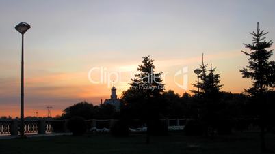 Sunrise in city. HD time lapse.