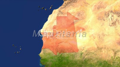 Zooming into mauritania, highlighted with text