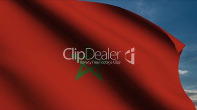 Morocco Flag waving in wind with clouds in background