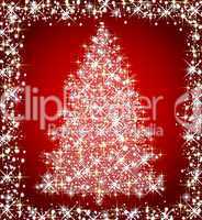christmas star tree on red background