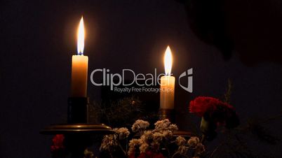 Christmas candles decoration with flowers