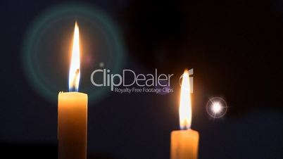 Christmas candles decoration with flare