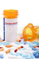 Prescription drugs over white