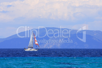 Sailing yacht in the agean sea