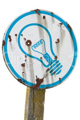 sign with light bulb