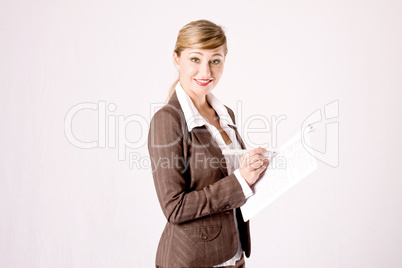 young business woman with some notes