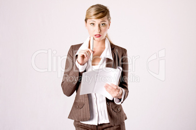 young business woman with business papers