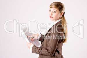 young business woman with business papers