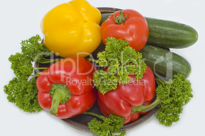 Red and yellow pepper.