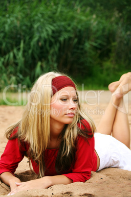 Frau am Strand