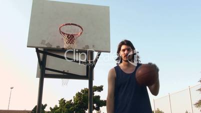 Basketball player on court