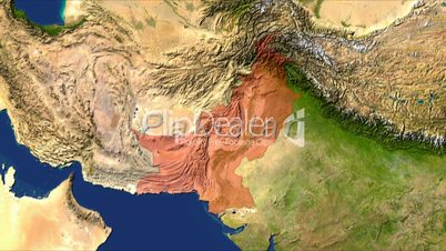 Zooming into pakistan, highlighted with text