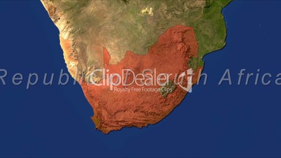 Zooming into republic of south africa, highlighted with text