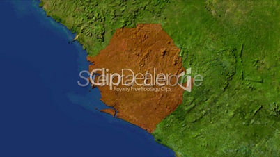 Zooming into sierra leone, highlighted red with text