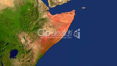 Zooming into somalia, highlighted red with text