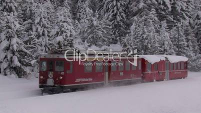Swiss Train In Snow