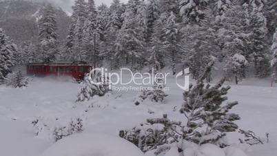 Swiss Train Ploughing Through The Snow