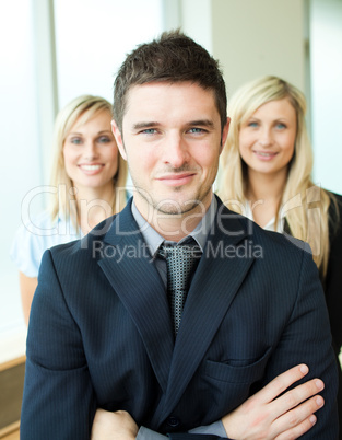 Portrait of three young business people