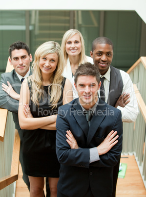 Business team in a stairs