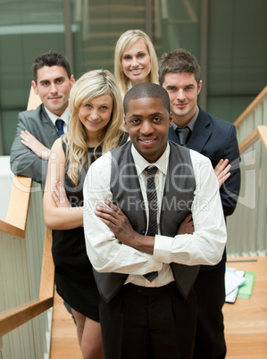 Business team in a stairs