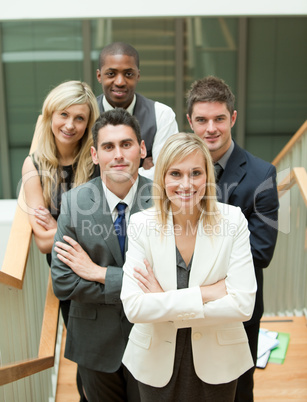 Businesspeople with a woman in the middle
