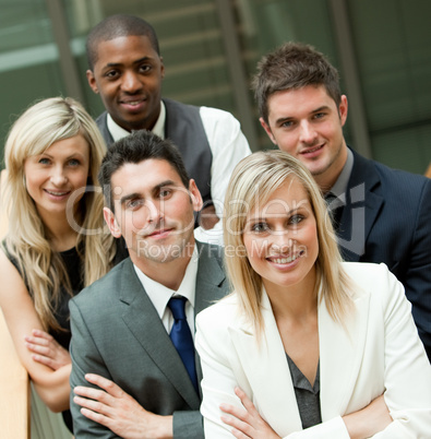Businesspeople with a blond woman in the middle