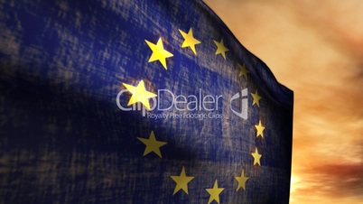(1116) EU European Union Flag and Sunset